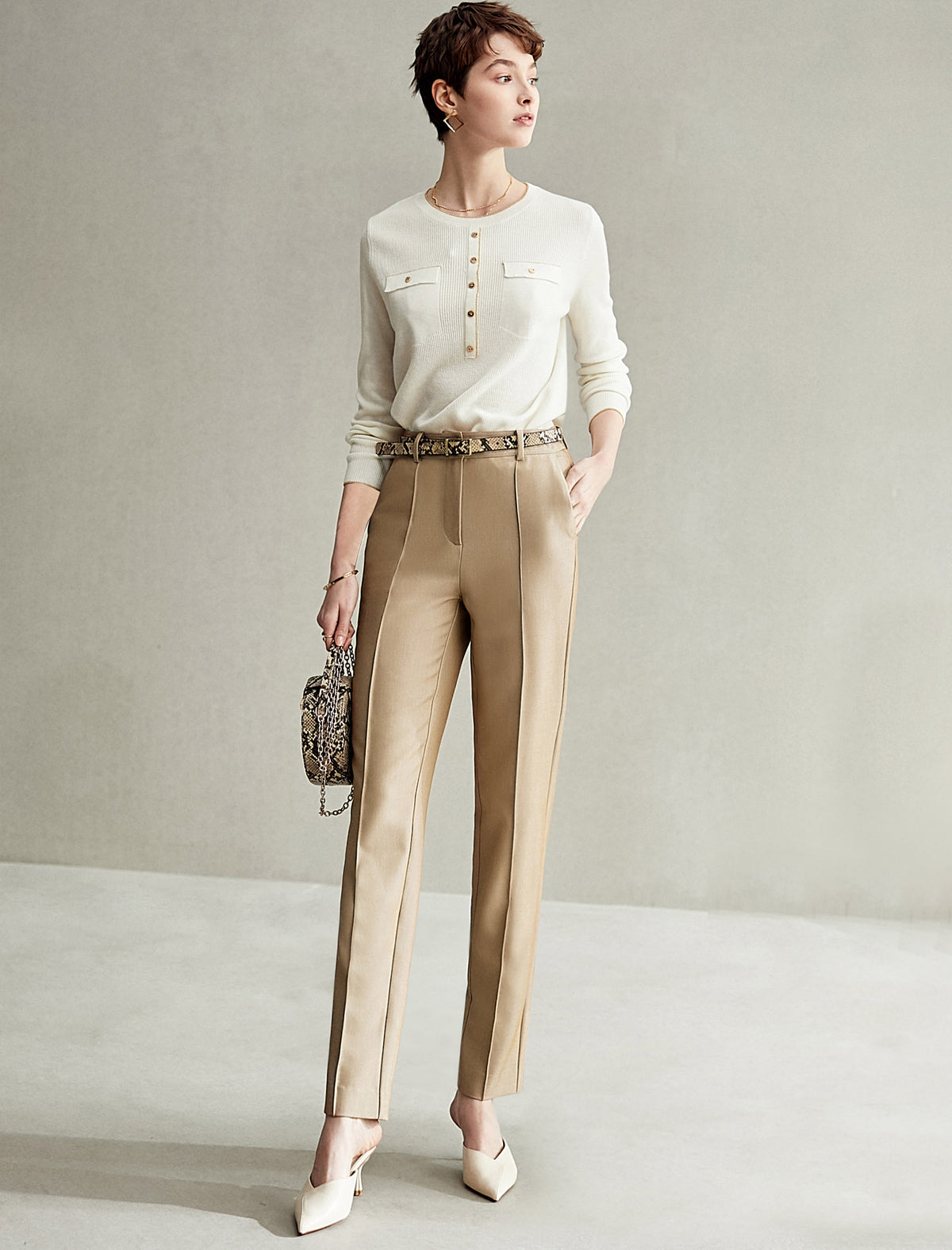 High‑Rise Tapered Dress Trousers