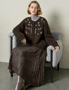 Chocolate Brown Floral Embroidered Cardigan