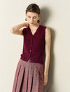 V-Neck Slim Fit Buttoned Knit Tank Top