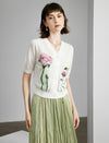 Floral V-Neck Short Sleeve Knit Cardigan