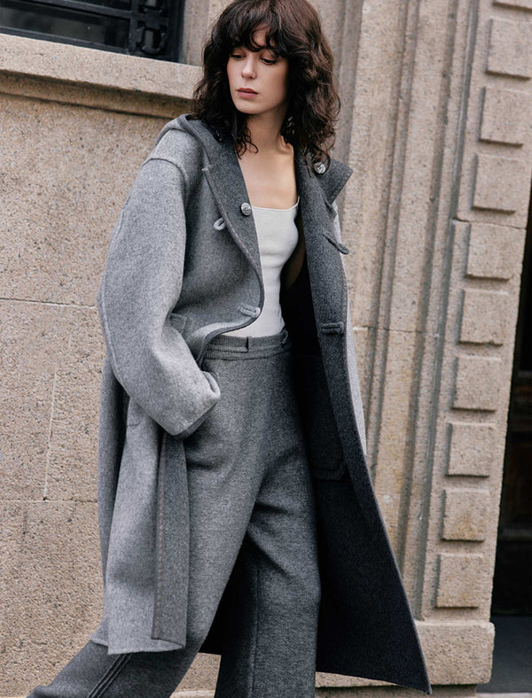 100% Wool Hooded Coat