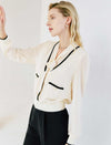 V-Neck Layered Tie-Front Long Sleeve Shirt