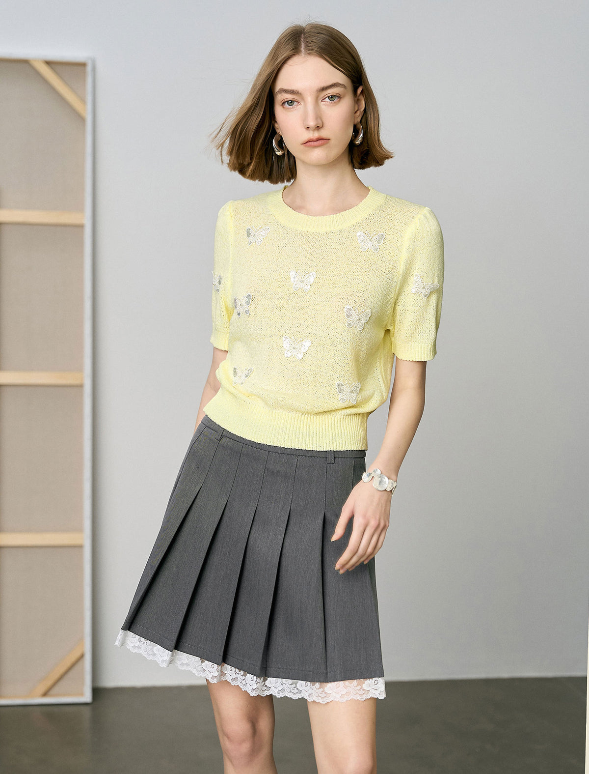 3D Butterfly Embroidered Knit Top