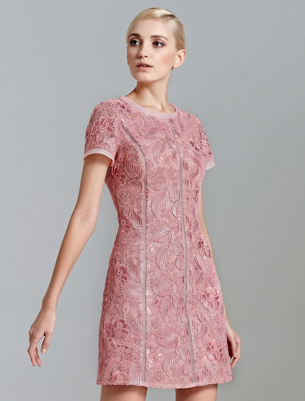 Lace Mesh Panel Slim Fit Dress