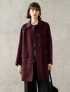 100% Wool Gray Double-Faced Lapel Mid-Length Coat