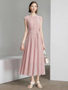 Dusty Pink Ruched Waist Midi Dress
