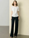 One‑Shoulder Boat Neck Short‑Sleeve Blouse