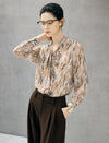 Floral Print Tie Neck Long Sleeve Blouse