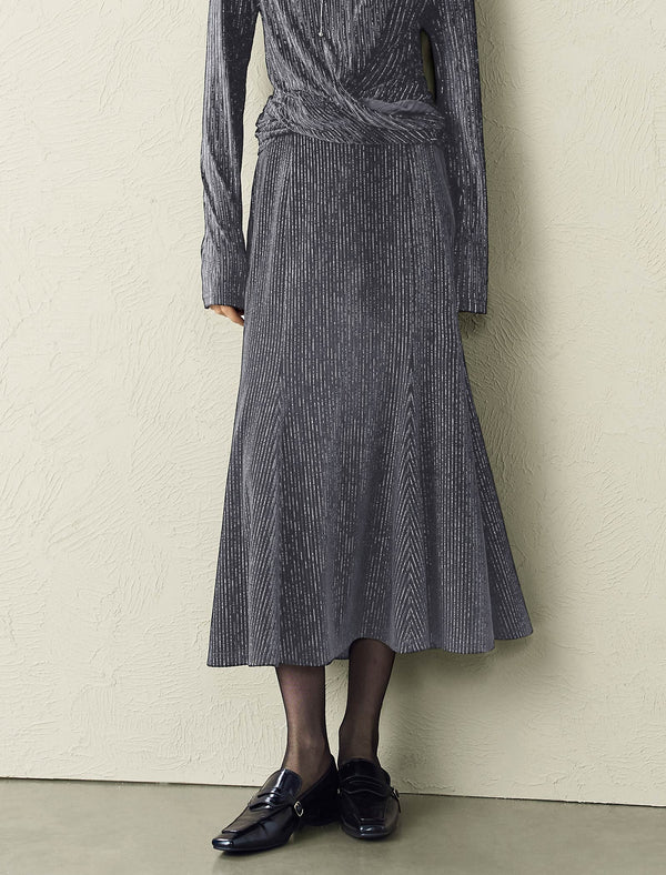 Shimmery Striped Midi Mermaid Skirt