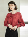 Red Tencel Long-Sleeve Shirt