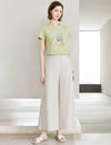 Beige High Waist Wide Leg Cropped Pants