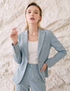 Light Sky Blue Single Button Tailored Blazer