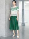 Fair Isle Pattern Short Sleeve Knit Top
