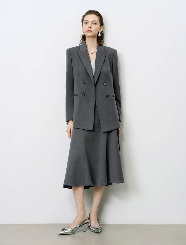 Grey Double Breasted Blazer