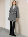 Wool-Blend Button Detail Self-Tie Coat