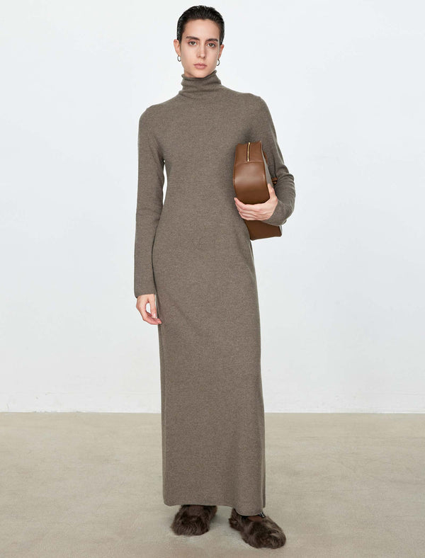100% Wool Turtleneck Maxi Dress