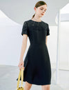 Lace Round Neck Waist-Cinched Dress