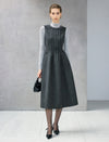 Beaded Crewneck Sleeveless Pleated A-Line Midi Dress