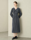Velvet V-Neck Waist-Defining Elegant Midi Dress