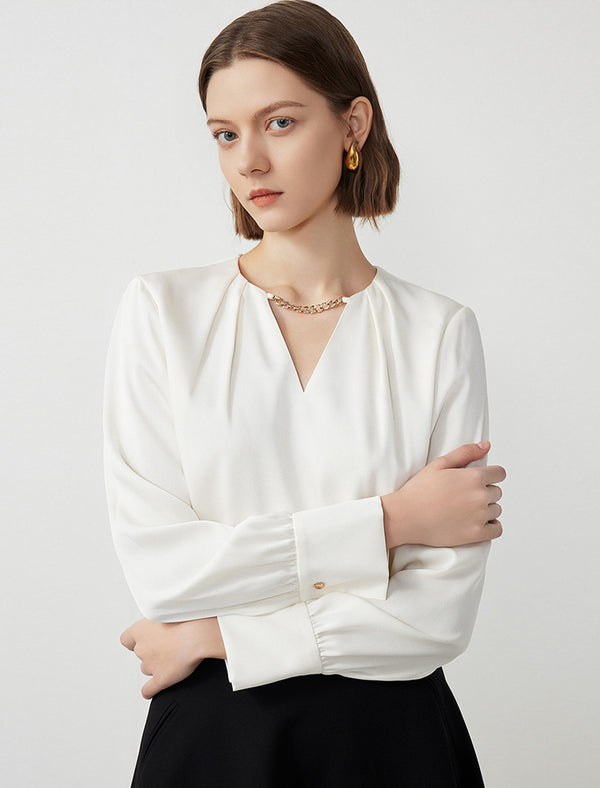 Chain Detail V-Neck Blouse