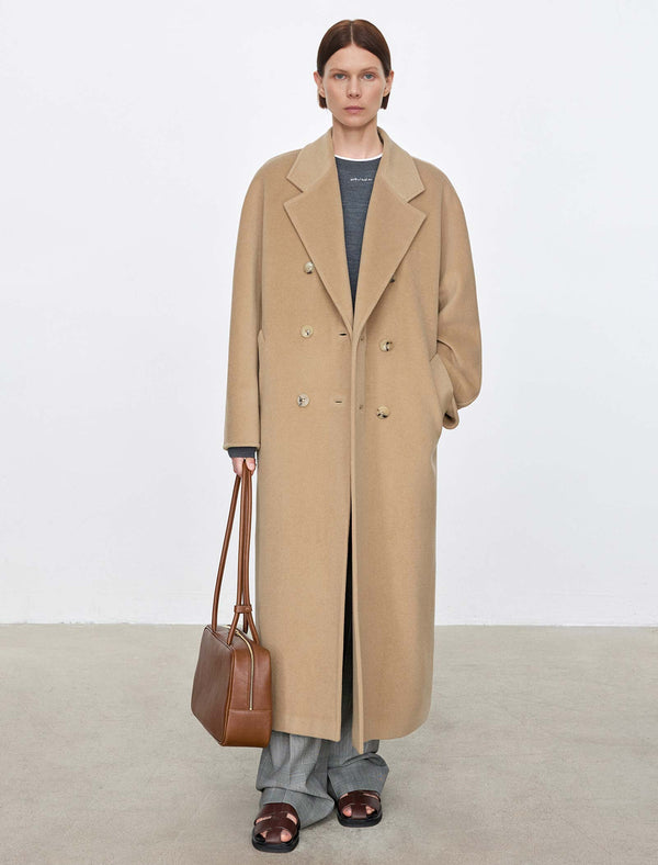 Wool-Cashmere Double-Breasted Long Coat