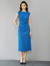 Elegant Ruched Sculptural Midi Gown