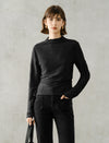 Ruched Slim Fit Mock Neck Long-Sleeve Knit Top