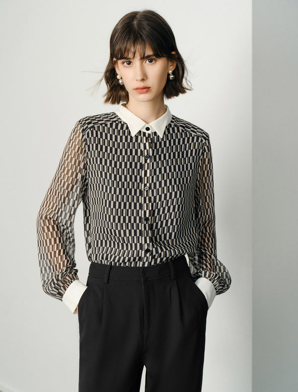 Checkered Button Up Blouse