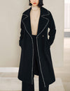 Wool Blend Contrast-Stitch Long Coat