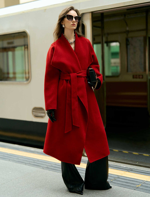Self-Tie 100% Wool Wrap Coat