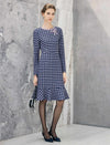 Geometric Plaid Beaded Bow Mermaid Midi Dress