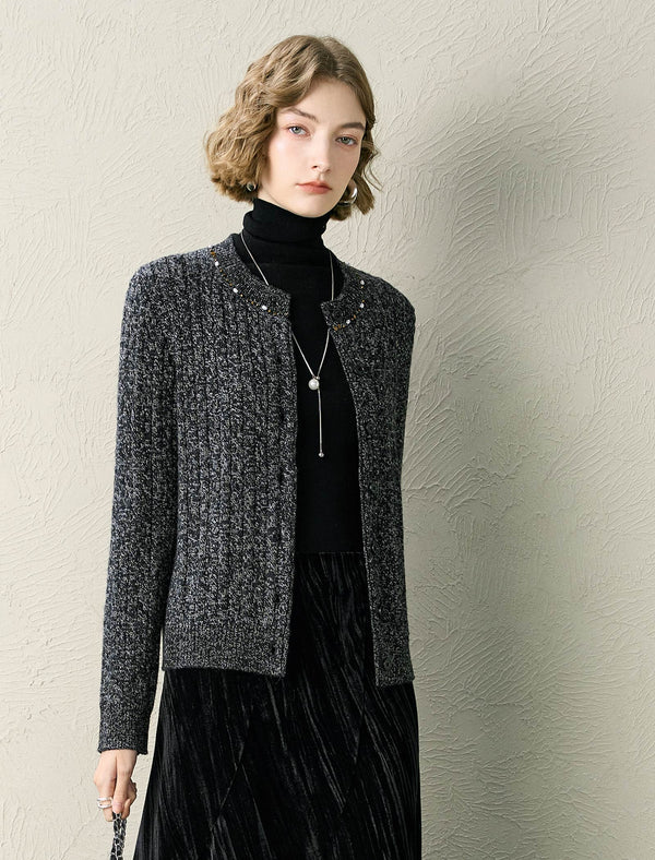 Bead Detail Wool Cardigan