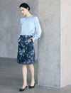 Vintage Floral Print Straight Knee-Length Skirt