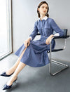 Striped Shirt Cotton Midi Dress