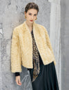 Embossed Cross-Front V-Neck Cropped Jacket