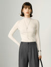 100% Wool Mock Neck Knit Top