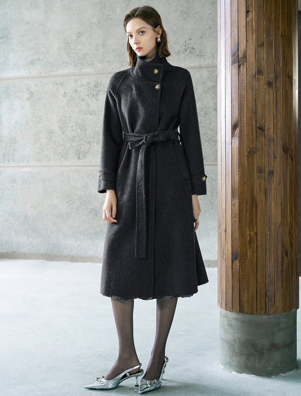 Wool-Blend Belted Coat