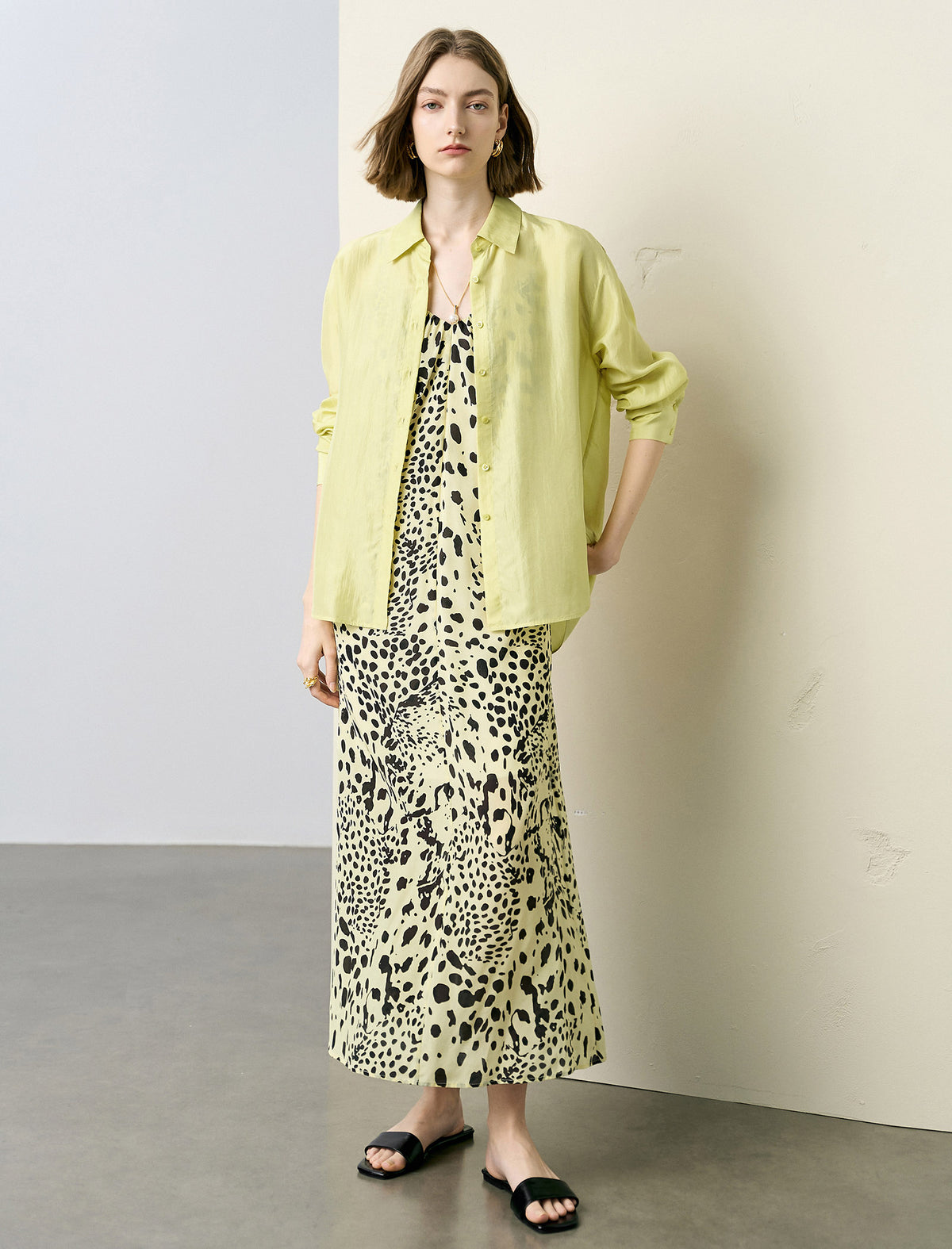 Leopard Print Slip Silk Maxi Dress