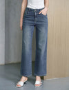 High Waist Stretch Straight Leg Ankle Length Jeans