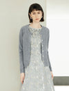 100% Wool Gray Round Neck Knit Cardigan