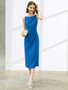 Blue Sleeveless Midi Dress