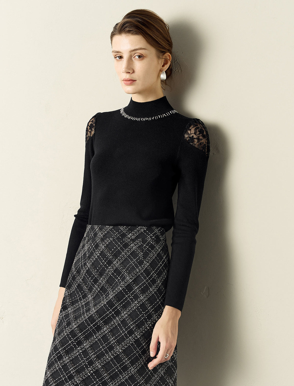 High Neck Slim Fit Base Knit Top