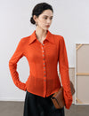 100% Wool Lapel Long Sleeve Button-Down Shirt