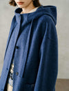 100% Wool Button-Front Hooded Coat