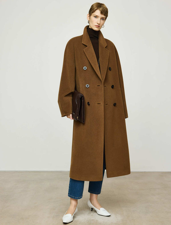 Wool-Cashmere Blend Double-Breasted Maxi Coat