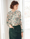 Floral Gathered Detail Mock-Neck Blouse