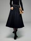 Pleated A-Line Midi Skirt