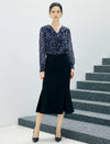 Floral Ruffle V Neck Tie Chiffon Blouse