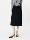Black Slim Fit Professional A-Line Midi Skirt