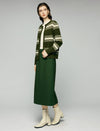 Striped Crewneck Drop-Shoulder Button-Front Cardigan